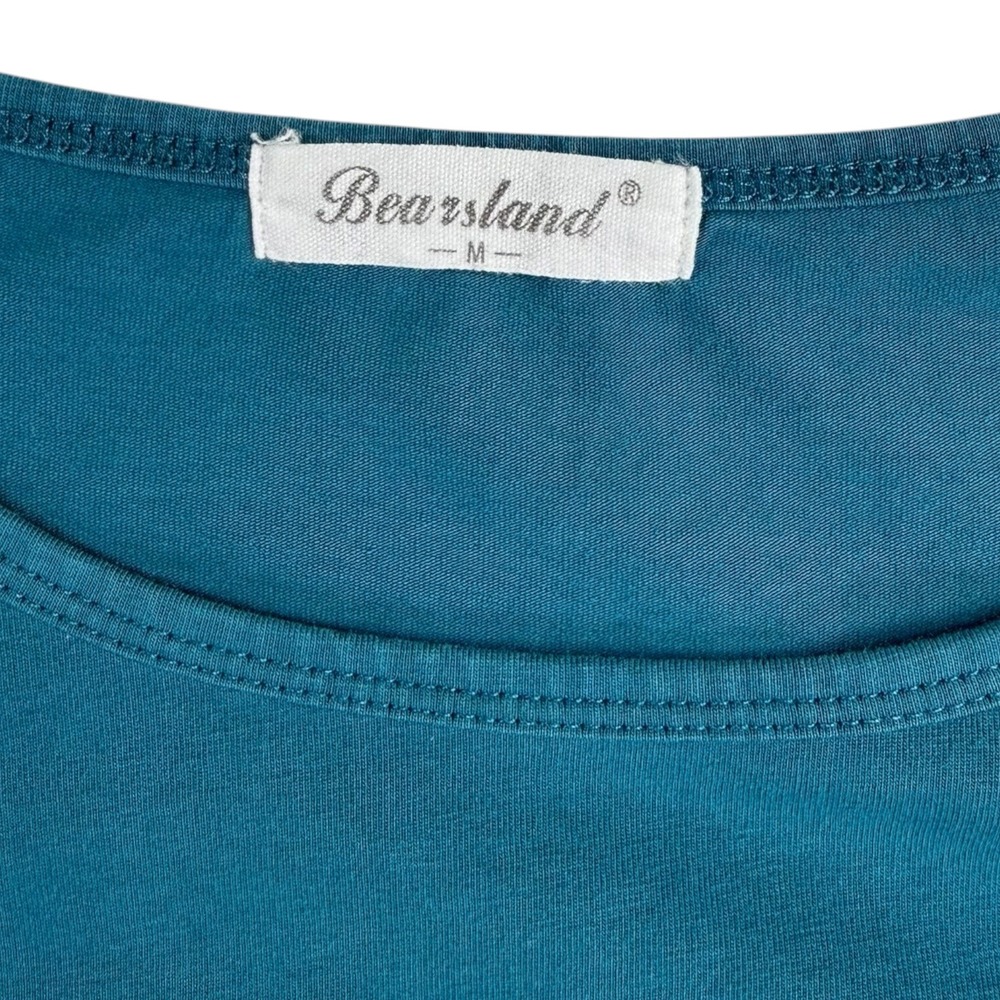 Bearsland Maternity T-Shirt M Teal Blue Ruched Side Short Sleeve Casual Pregnant - Picture 8 of 8